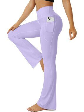 Women's Lilac Crossover High Waisted Imported Pull On Flare Bootcut Yoga Pants